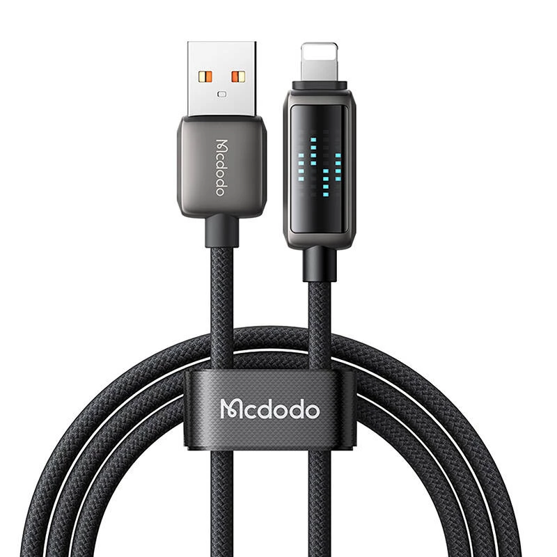 USB-A į Lightning laidas Mcdodo CA-5250 su LED įkrovimo ekranu, 1,2 m