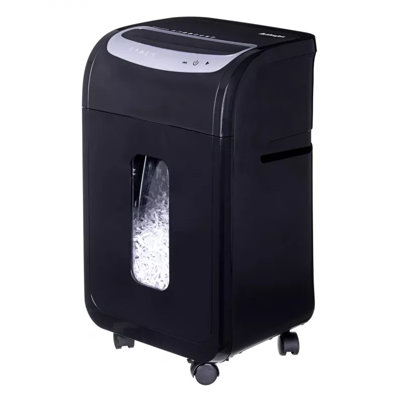 Dokumentų smulkintuvas ActiveJet ASH-2502C — kryžminis pjovimas P-4, 25 lapai, 4x40 mm, 28 L dėžė, 22,8 cm padavimo anga, 30 min darbo ciklas