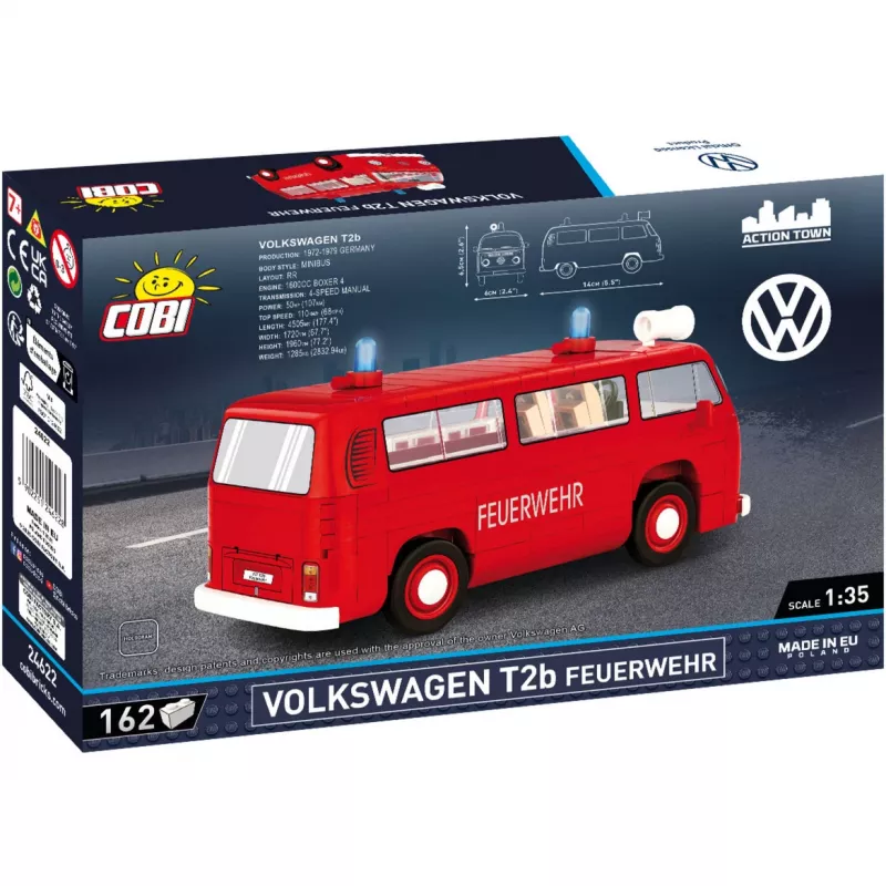 Konstruktorius COBI Volkswagen T2b gaisrinis automobilis, mastelis 1:35, raudonas