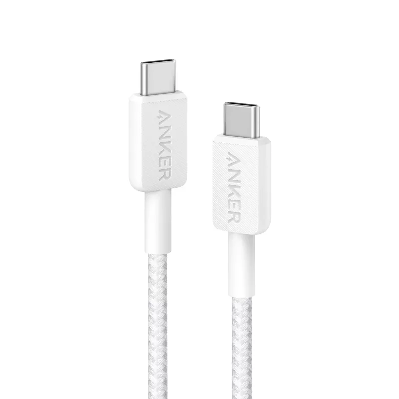 Anker Innovations 322 USB-C į USB-C laidas, nailoninis, 0,9 m, 60 W, baltas - Laidas - Skaitmeniniai/duomenys (A81F5G21)