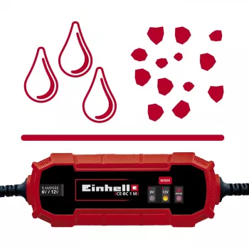 Akumuliatoriaus įkroviklis Einhell CE-BC 1 M 6/12 V raudonas