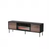 Cama CORTINA 180x40x60 cm TV spintelė juoda/riešutmedžio su juodu elektriniu židiniu