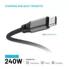 Magnetinis pinamas USB-C–USB-C laidas FIXED FIXDBM-CC2-GR, USB 2.0, pinamas apvalkalas, fiksuotas ilgis, pilkas