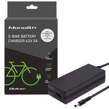 Qoltec 50761 Charger for e-bike batteries 36V | 42V | 2A | 5.5*2.5