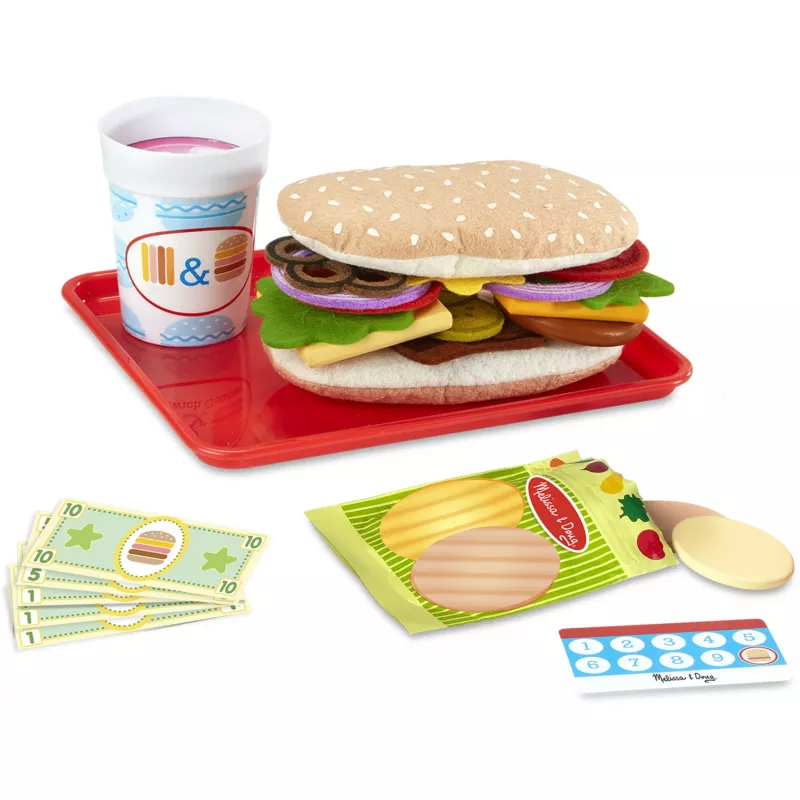 Melissa & Doug medinis sumuštinių skaitiklis su delikatesų pjaustytuvu – 56 dalys apsimestinio maisto – FSC sertifikuota