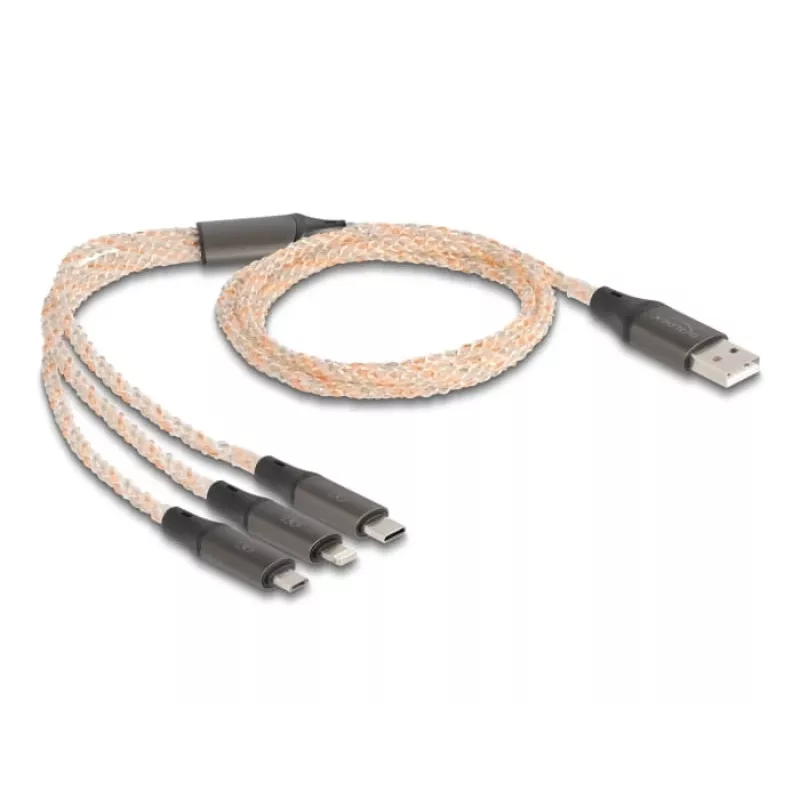DeLOCK USB laidas, 1,2 m, USB 2.0, USB A - USB C / Micro-USB B / Lightning, permatomas