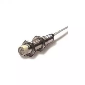 Fotoelektrinis jutiklis Datalogic BASIC M12 — pilkas korpusas, žalvarinis gaubtas, 0,5 kHz, 0,2 A, 48,4 mm gylis