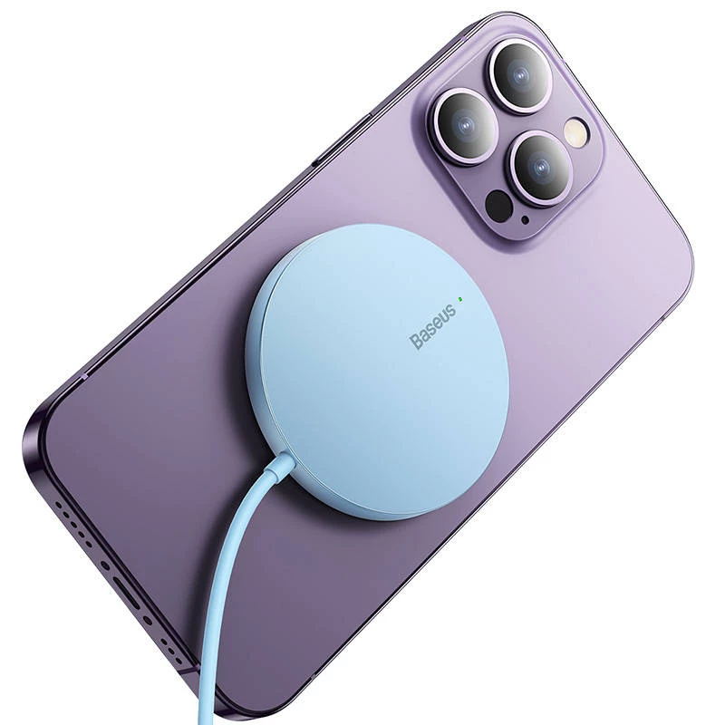 Belaidis įkroviklis Baseus Simple Mini3 15W USB-C, mėlynas — belaidis įkrovimo kilimėlis