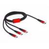 USB įkrovimo laidas DeLOCK 3 viename USB Type-C į 3 x USB Type-C 1 m juoda/raudona