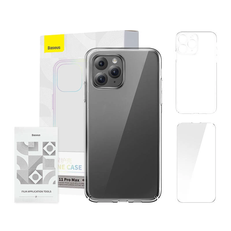 Case Baseus Crystal Series iPhone 11 pro max (skaidrus) + grūdintas stiklas + valymo rinkinys