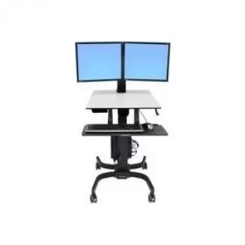 Ergotron WorkFit-C dviejų monitorių sėdėjimo-stovėjimo darbo stotis - vežimėlis 2 LCD ekranams/klaviatūrai/pelytei/CPU - pilka, juoda - Ekrano dydis: 55,9 cm (22 inch) - Tvirtinimo sąsaja: 100 x 100 mm, 75 x 75 mm