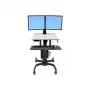 Ergotron WorkFit-C dviejų monitorių sėdėjimo-stovėjimo darbo stotis - vežimėlis 2 LCD ekranams/klaviatūrai/pelytei/CPU - pilka, juoda - Ekrano dydis: 55,9 cm (22 inch) - Tvirtinimo sąsaja: 100 x 100 mm, 75 x 75 mm