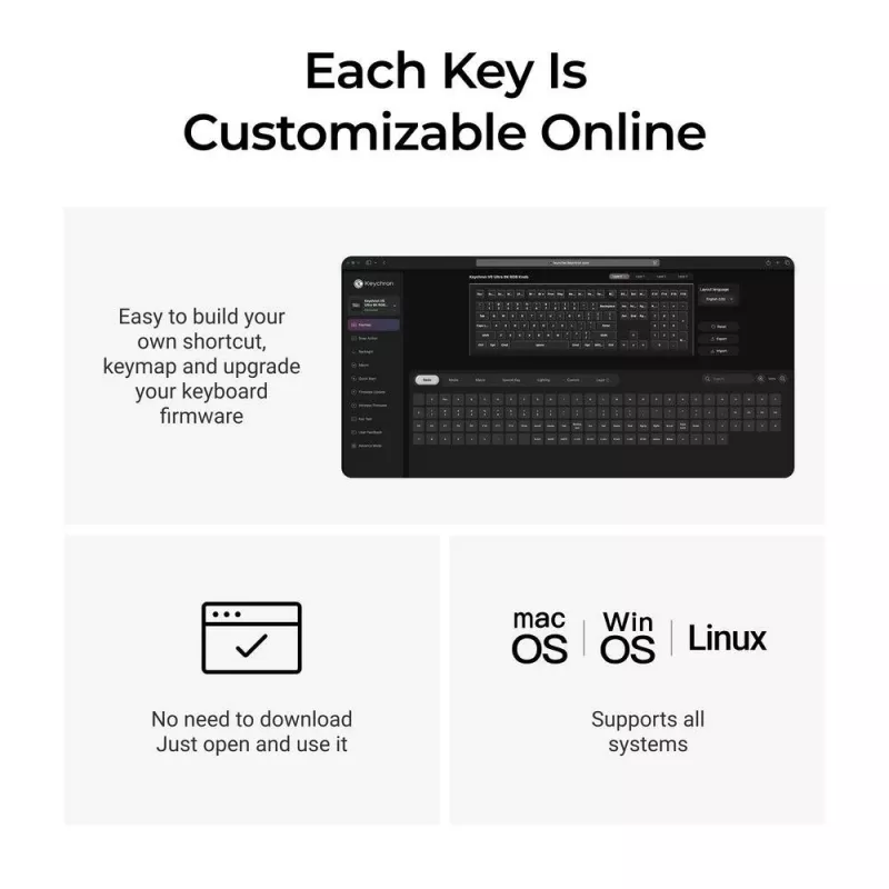 Mechaninė klaviatūra Keychron V6 Ultra 8K — Pilno dydžio 100% QWERTY, Bluetooth, RGB, juoda