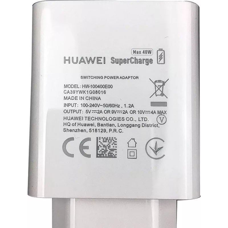 Huawei - HW-100400E00 Super Charging Adapter - 2A - Balta - USB Charger (HW-100400E00)