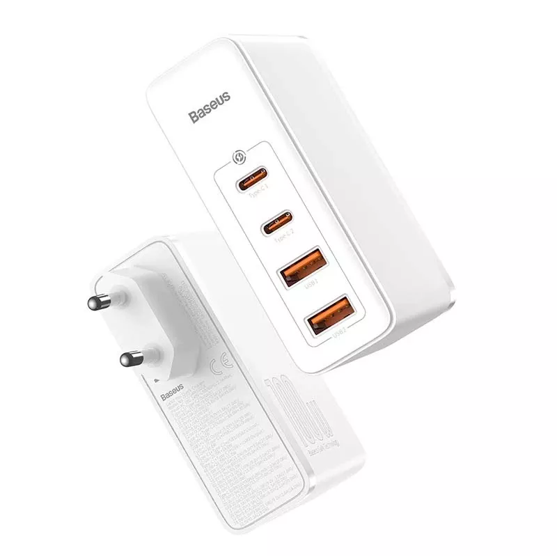 Travel Charger Baseus GaN2 Pro Quick 2x USB + 2x USB-C, 100W, EU (Balta)