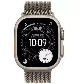 Išmanusis laikrodis Apple Watch Ultra 3 GPS + Cellular 49mm natūralaus titano korpusas su natūralaus titano Milano kilpa — 64 GB, OLED, 422 × 514, atsparus vandeniui 100 m, didelis