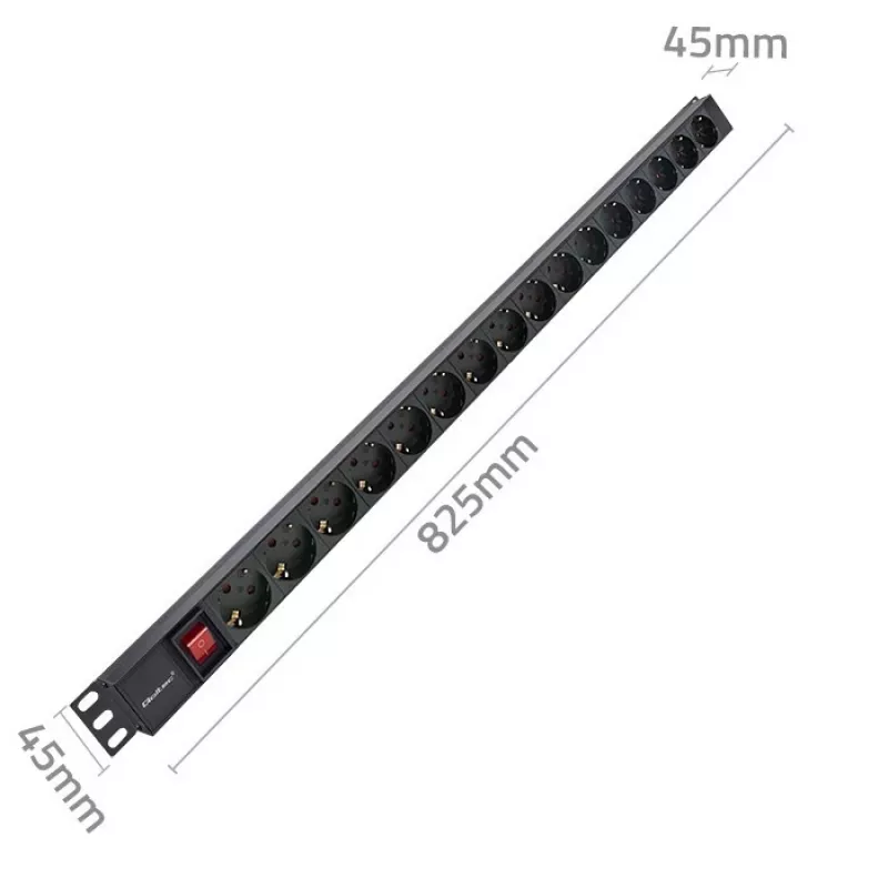 „Qoltec“ aliuminis PDU stovui | 16 A | 16 x „Schuko“ | vertikalus | 1,8 m