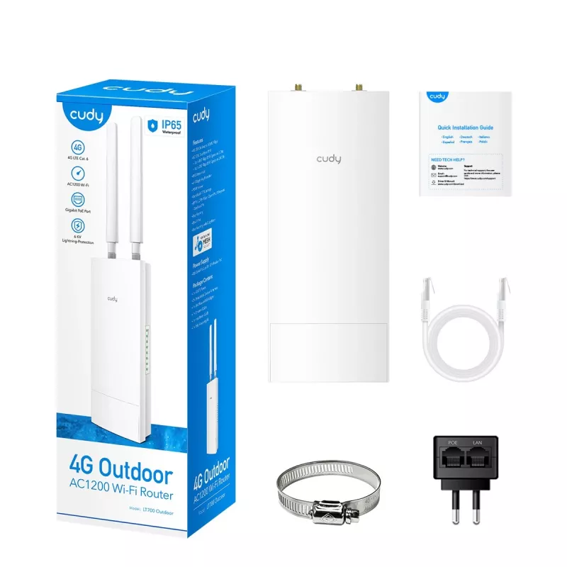 Cudy LT700 belaidis maršrutizatorius Gigabit Ethernet dviejų juostų (2,4 GHz / 5 GHz) 4G baltas