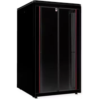 19 colių laisvai stovinti tinklo spinta ROLINE Pro 26U 800x800 mm, stiklinės durys, juoda, 600 kg, IP20