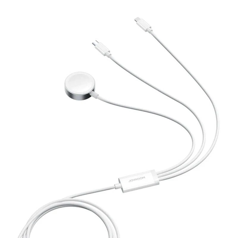 Magnetinis įkroviklis Joyroom S-IW008 Lightning USB-C 5V 1.2m baltas laidas