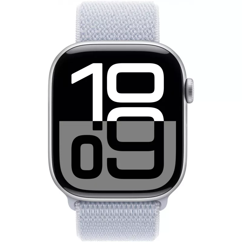 APPLE Watch Series 10 GPS 46 mm sidabrinis aliuminio korpusas su Blue Cloud sportine kilpa