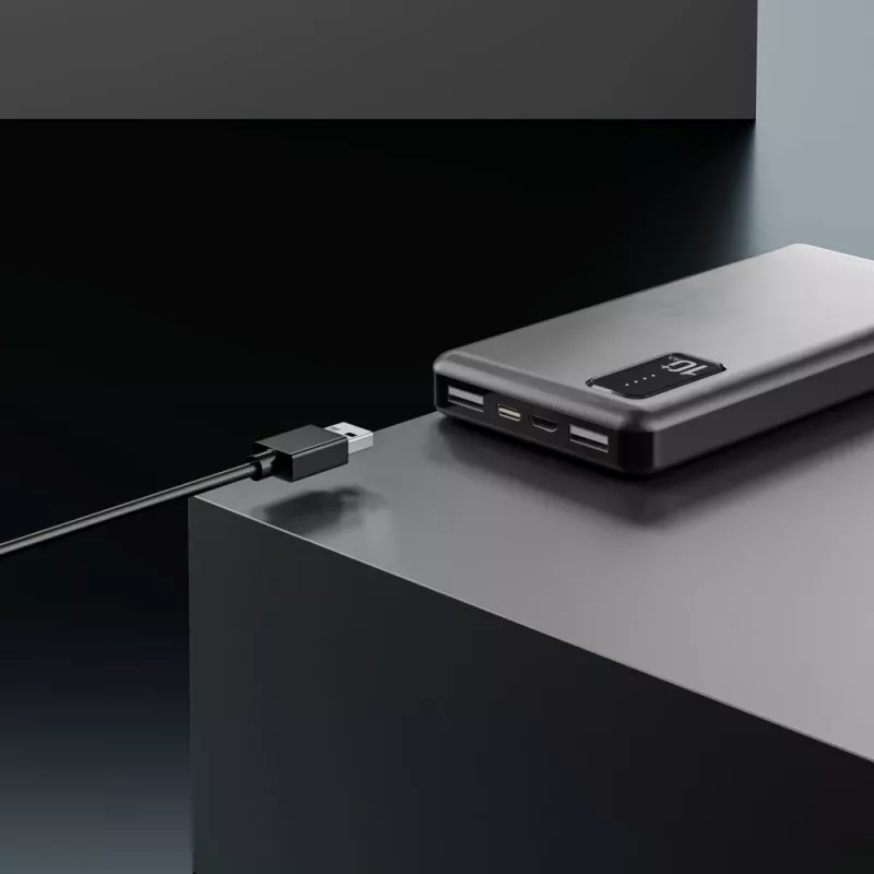 Išorinė baterija Extralink EPB-098B 10000 mAh, LiPo, 2× USB-A + 1× USB-C, juoda