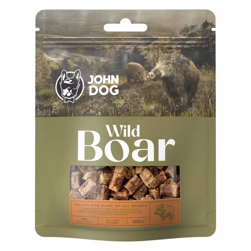 Šunų skanėstas john dog JOHN DOG šerniena 200 g — vienos sudedamosios dalies džiovintas šernienos užkandis, monoproteinas, hipoalerginis