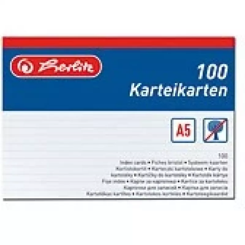Kortelės Herlitz 1150507 baltos 100 vnt.