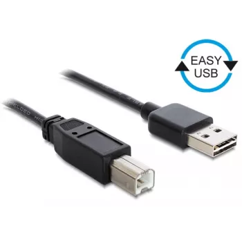 USB kabelis DeLOCK 1m USB 2.0 A - B vyriškas-vyriškas juodas
