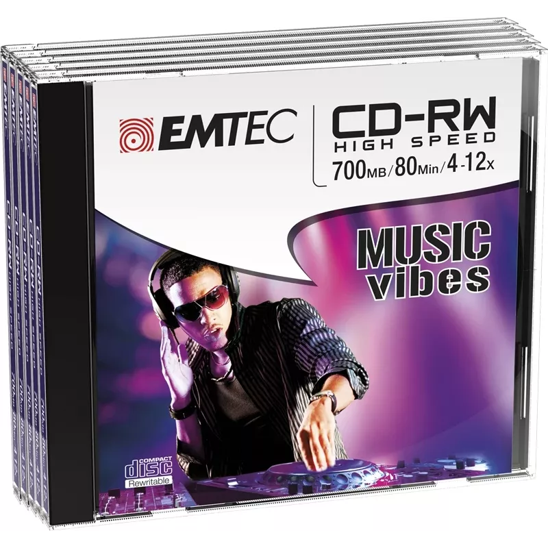 Emtec CD-RW 700MB 4-12x Music Vibes 5 vnt.