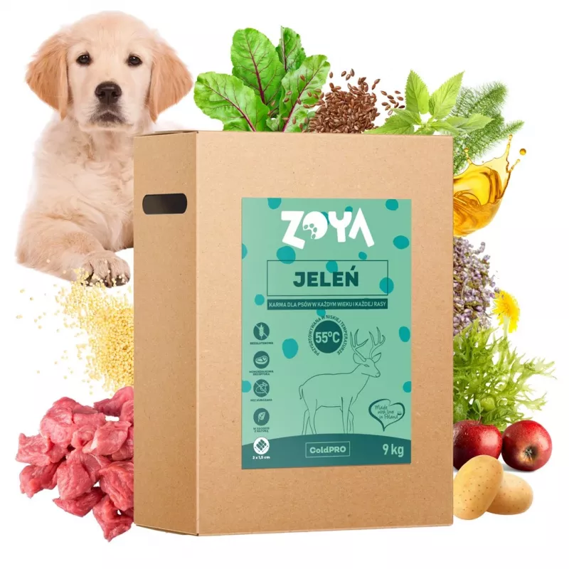 Sausas šunų maistas ZOYA ColdPRO Deer 9 kg — suaugusių šunų priežiūra, vieno baltymo elniena, 26 % baltymų, 9,5 % riebalų