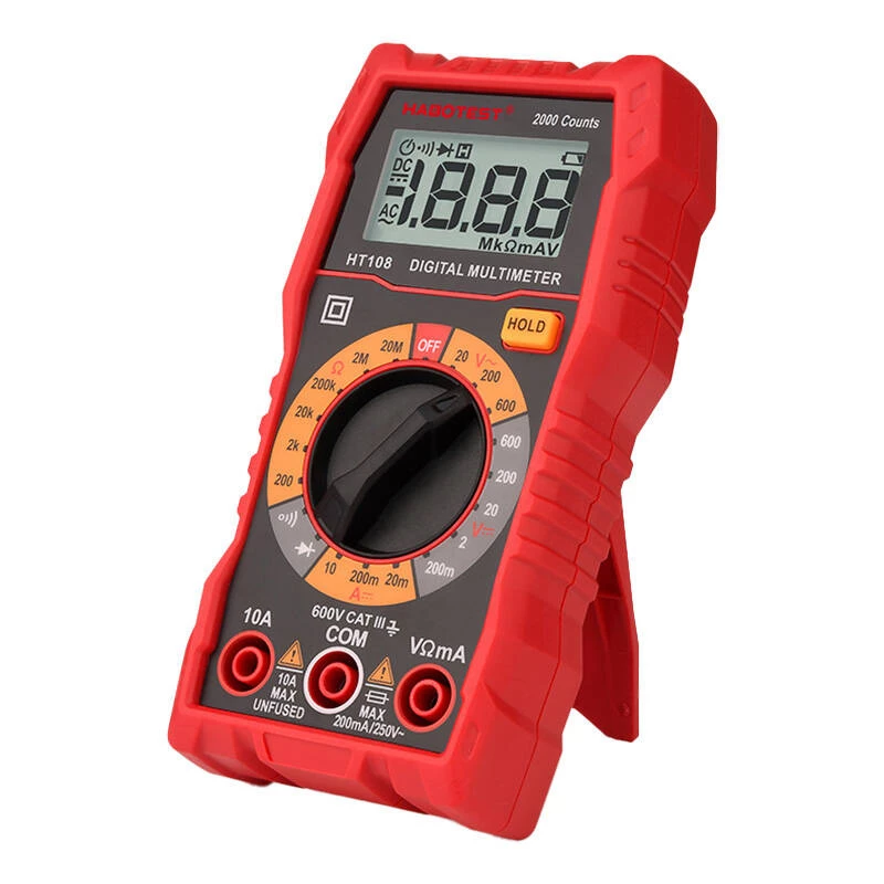 Multimetras Habotest HT108L — DC iki 600 V, AC iki 600 V, 10 A diapazonas