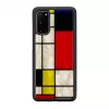 Apsauginis telefono dėklas iKins Samsung Galaxy S20, juodas Mondrian dizainas