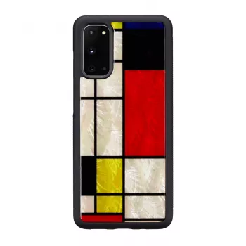 Apsauginis telefono dėklas iKins Samsung Galaxy S20, juodas Mondrian dizainas