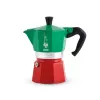 Moka puodas Bialetti La Mokina 0005650 — aliumininis kavos virimo aparatas viryklei, žalia/raudona/sidabrinė