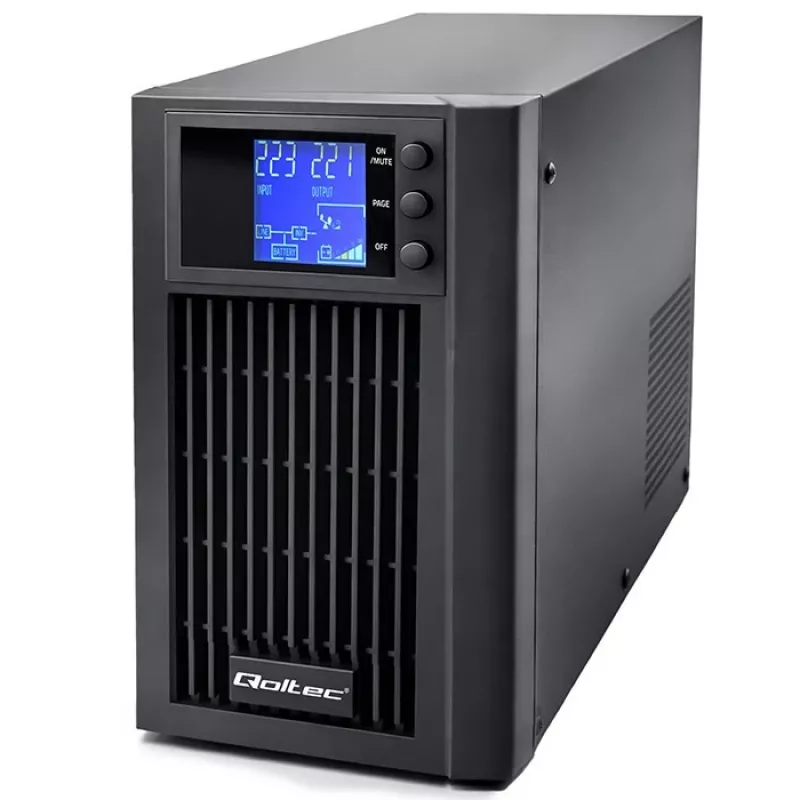 UPS QOLTEC Gryna sinusinė banga 3 kVA 2400 W su AVR ir LCD ekranu