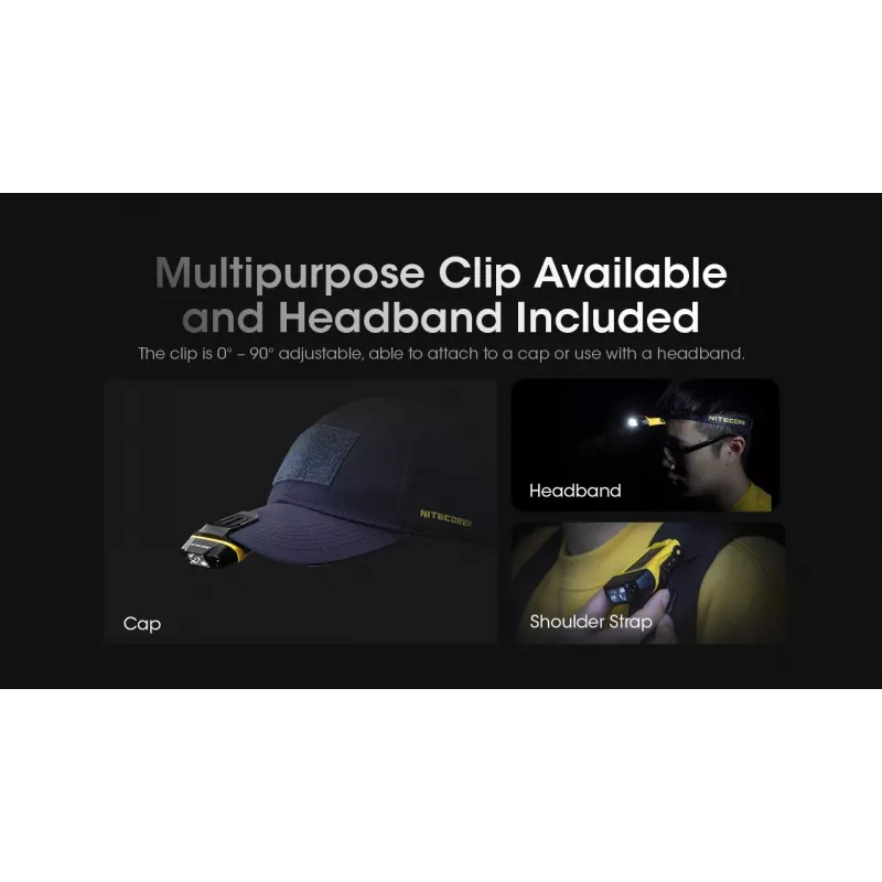 Ant galvos dedamas žibintuvėlis Nitecore NU11 — 150 lm, IPX5, įkraunamas per USB, 41 g, geltonas/juodas