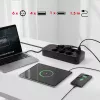 Maitinimo lizdų blokas MACLEAN MCE389 B — 6 lizdai, 4×USB-A + 1×USB-C, 110–240V, 2.1A, 2500W, 1.5 m laidas, juodas