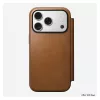 „Folio“ telefono dėklas „Nomad Modern Leather Folio“, skirtas „iPhone 17 Pro“, oda + aliuminis, 6,3 colio (16 cm), rusvai ruda, 3 kortelių kišenės