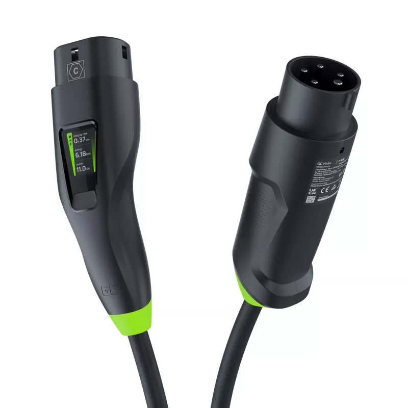 Green Cell Habu EVGC01 Mobilus EV įkroviklis elektromobiliams 11 kW 7 m Type 2 CEE Wallbox Juoda