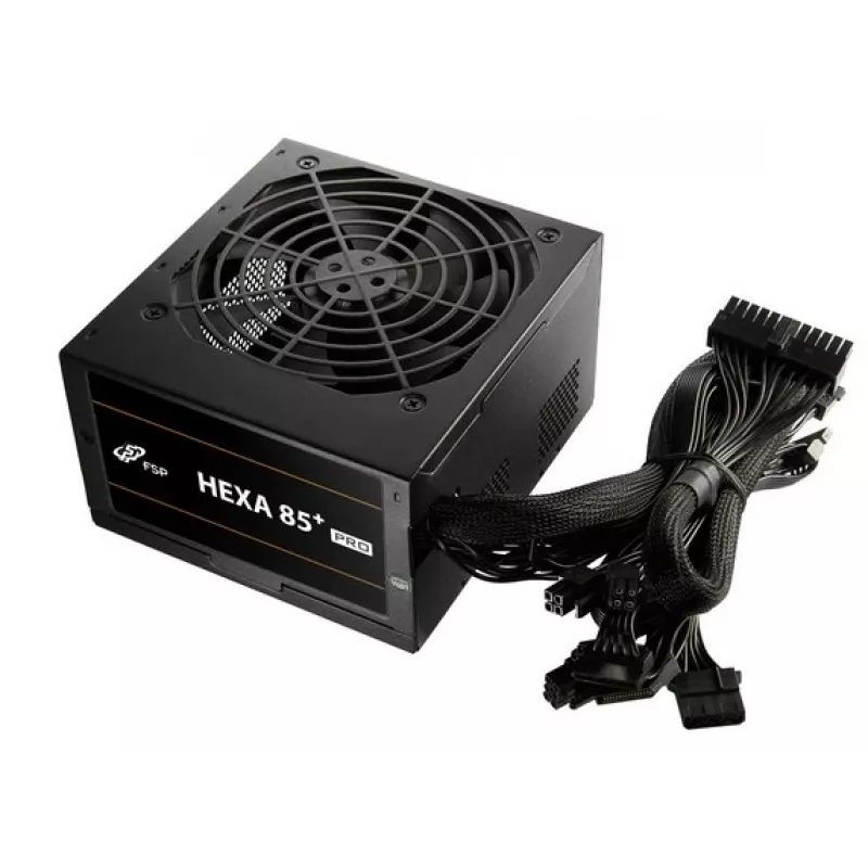FSP HEXA 85+ PRO 650W maitinimo blokas ATX ATX2.5 juodas, 650 W, 100–240 V, 50–60 Hz, 9–4 A, aktyvus, 100 W