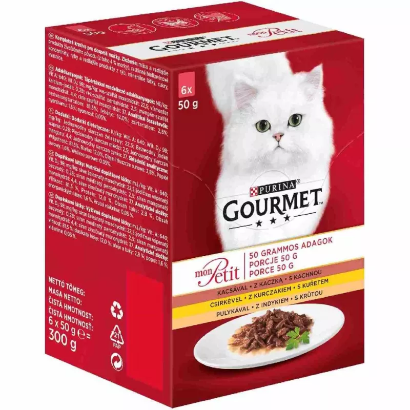 GOURMET Mon Petit Paukštienos mišinys - šlapias kačių maistas - 6 x 50 g