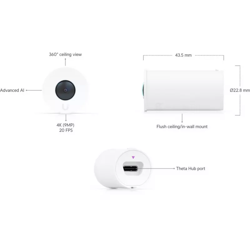 Ubiquiti UniFi AI Theta 360 objektyvas • 4K • 360° • UVC-AI-Theta-Lens-360 (UVC-AI-Theta-Lens-360)