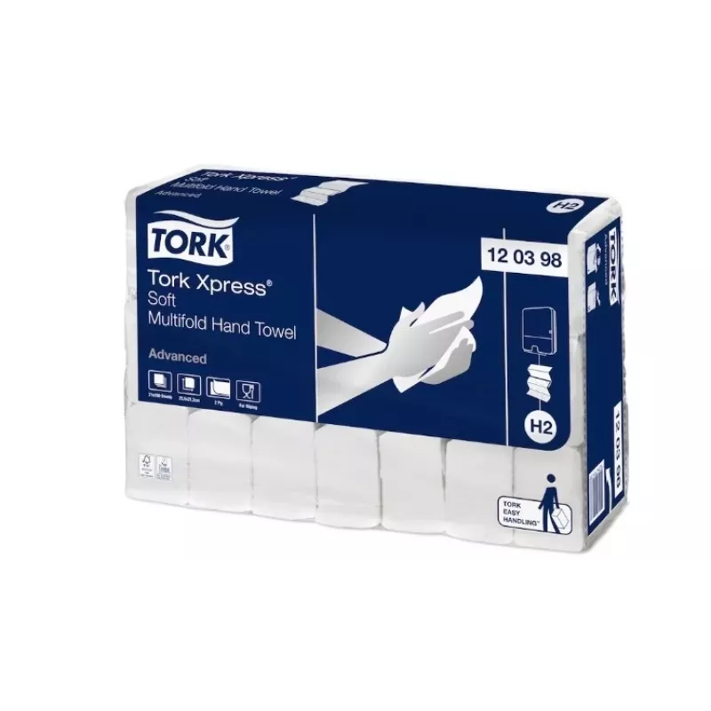 Popieriniai rankšluosčiai Tork Xpress Multifold Soft H2 2 sluoksniai 180 lapų 25,5x21,2 cm