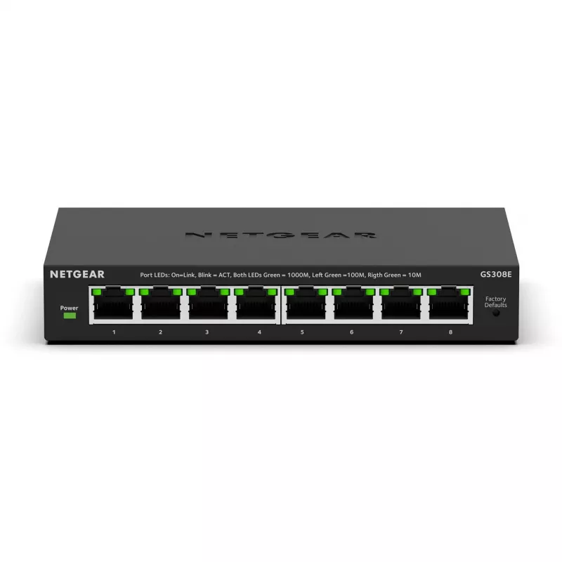 NETGEAR GS308E Managed L2/L3 Gigabit Ethernet (10/100/1000) Juoda