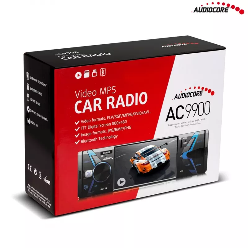 Audiocore AC9900 MP5 AVI DivX Bluetooth laisvų rankų galvutė + nuotolinio valdymo pultelis