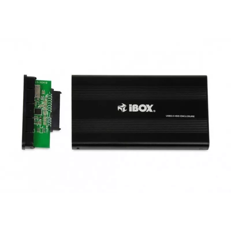 HDD korpusas IBOX HD-02 Juoda 2,5 colio SATA diskams, USB 3.2 Gen 1 (Type-A), vienas lizdas, metalinis