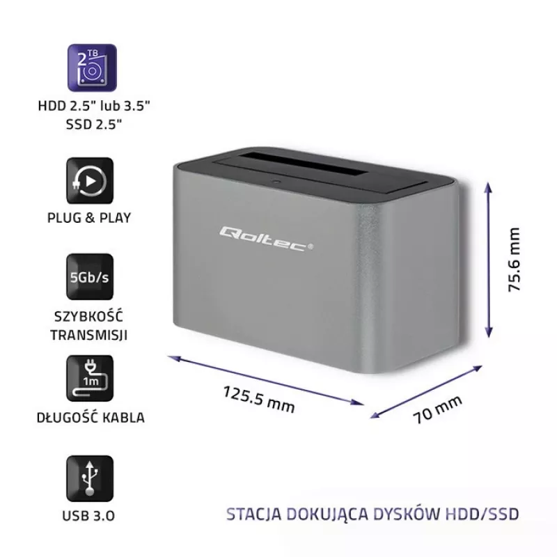 Saugyklos disko prijungimo stotelė Qoltec 50315