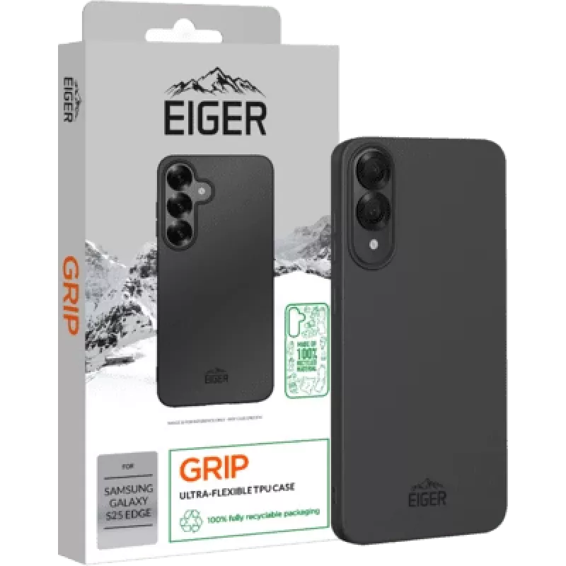Apsauginis rankeninis dėklas Eiger, skirtas Galaxy S25 Edge – juodas, patvarus dizainas