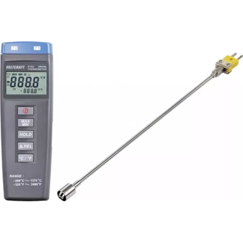 VOLTCRAFT K102 + TP 205 temperatūros matavimo prietaisas nuo -200 iki +1370 °C, K tipo zondas
